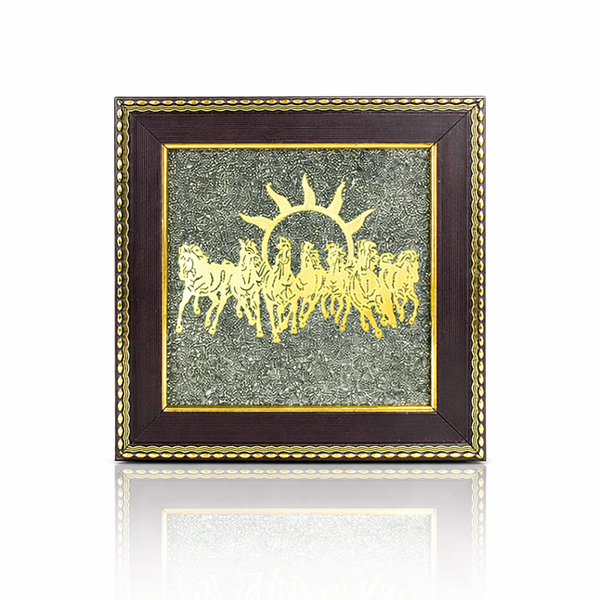7 Horses on Raw Pyrite Frame