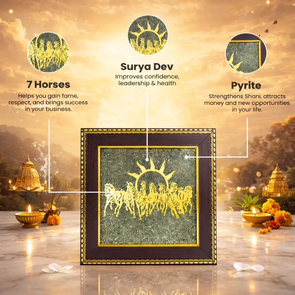 7 Horses on Raw Pyrite Frame