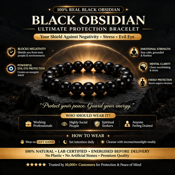 Black Obsidian Crystal Bracelet - Block Nazar