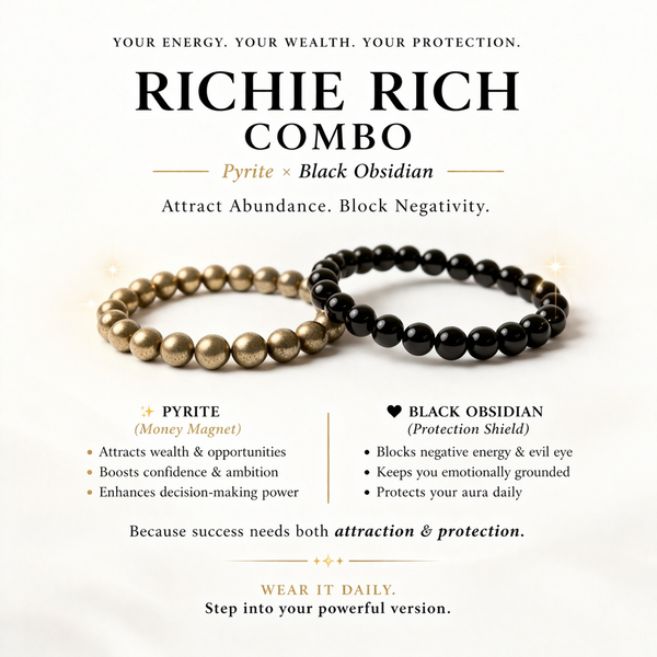 Richie Rich Combo (Pyrite bracelet + Black Obsidian Bracelet)