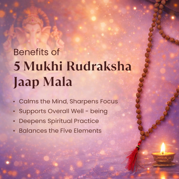 5 Mukhi Rudraksha Mala - 7mm, 108+1 beads