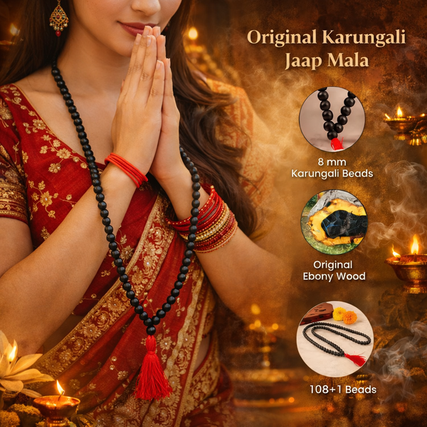 Karungali Malai 8mm – 108+1 Authentic Ebony Wood Beads